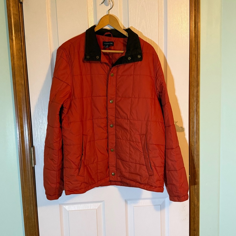 Lands’ End Quilted Sportsman Water Resistant Jacket in Orange Medium (38-40)
